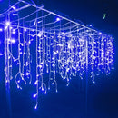 LED-Eisregen-Lichterkette für außen 12m Blau – 300 LEDs, 8 Lichtspiele
