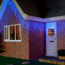 LED-Eisregen-Lichterkette für außen 12m Blau – 300 LEDs, 8 Lichtspiele