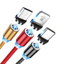 Magnetisches 3-in-1-Ladekabel mit LED - Lightning, USB-C, Micro-USB - Kompatibel mit iPhone/Android
