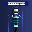 Magnetisches 3-in-1-Ladekabel mit LED - Lightning, USB-C, Micro-USB - Kompatibel mit iPhone/Android
