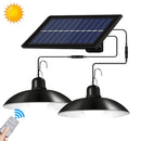 Set mit 2 LED-Solarleuchten mit Metallschirm und Fernbedienung - Beleuchtung für außen/innen