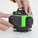 Laser-Nivelliergerät 4D mit 16 Linien, 4 Strahlen x 360 Grad, grüne Linien, Reichweite 25m, Genauigkeit ± 2mm/10m, Selbstnivellierung, rechter Winkel, Akkus 2 x 4000 mAh 4,2V, Fernbedienung