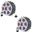 Set mit 2 bunten Weihnachtslichterketten 100 m | 500 LEDs mit Lichteffekten | Innen/Außen | IP44