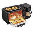 Elektrisches 3-in-1-Frühstücksgerät - Kaffeemaschine, Toaster und antihaftbeschichteter Grill