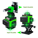 Laser-Nivelliergerät 4D mit 16 Linien, 4 Strahlen x 360 Grad, grüne Linien, Reichweite 25m, Genauigkeit ± 2mm/10m, Selbstnivellierung, rechter Winkel, Akkus 2 x 4000 mAh 4,2V, Fernbedienung