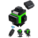 Laser-Nivelliergerät 4D mit 16 Linien, 4 Strahlen x 360 Grad, grüne Linien, Reichweite 25m, Genauigkeit ± 2mm/10m, Selbstnivellierung, rechter Winkel, Akkus 2 x 4000 mAh 4,2V, Fernbedienung