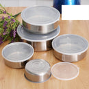 Set mit 5 Metalldosen | Lebensmittelbehälter mit transparenten Deckeln